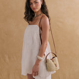 Jolie Multiway Mini Straw Bag in Beige