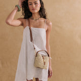 Jolie Multiway Mini Straw Bag in Beige
