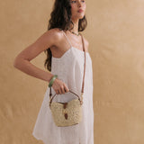 Jolie Multiway Mini Straw Bag in Beige