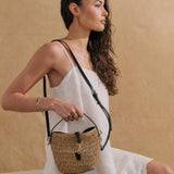 Jolie Multiway Mini Straw Bag in Tan