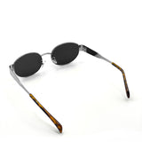 L&S Round Silver Metal Oval Sunglasses in Black