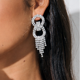 Jemma Statement Diamanté Earrings in Silver