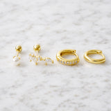 Crystal Everyday Gold Stacker Earring Set