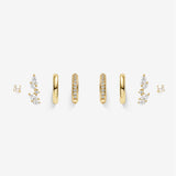 Crystal Everyday Gold Stacker Earring Set
