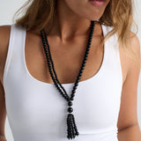 Amee Black Beaded Tassel Necklace