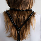 Amee Black Beaded Tassel Necklace