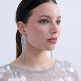 Veil Rhinestone Fringe Earrings