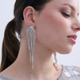 Veil Rhinestone Fringe Earrings