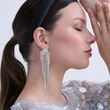 Veil Rhinestone Fringe Earrings