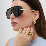 Ingrid 18K Gold Plated Dome Hoop Earrings