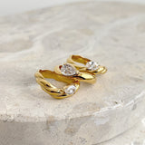 Elodie Oval Crystal 18K Gold Plated Ring (3sizes)
