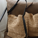 Velra Straw Shoulder Bag in Black