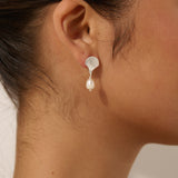 Clamshell Pearl Silver Plated Earrings