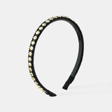 Elaine Stud Skinny Headband in Black