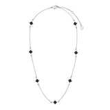 Clover Sterling Silver Plated Necklace in Black