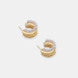 Trio Pearl Layered 18K Gold Plated Earrings