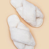 Skylar Fluffy Slippers in White (2SM & 2ML/pack)