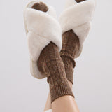 Skylar Fluffy Slippers in White (2SM & 2ML/pack)