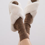 Skylar Fluffy Slippers in White (2SM & 2ML/pack)