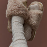 Fisherman Wool Crew Socks in Camel