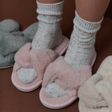 Knotted Fluffy Slippers in Pink (2SM & 2ML/pack)