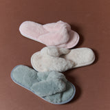 Knotted Fluffy Slippers in Grey (2SM & 2ML/pack)