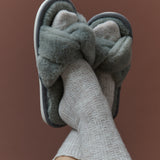 Hommy Frill Wool Crew Socks in Latte