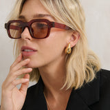 L&S Goutte Angular Sunglasses in Brown