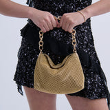 Reverie Metallic Beaded Chain Bag in Gold