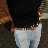 Leopard Square Buckle PU Belt