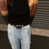 Chain Buckle PU Skinny Belt