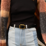 Geometric Buckle Croc Belt