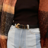 Pebble Dome Buckle Belt in Black