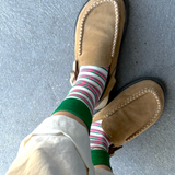 [Sale] Pinstripe Block Crew Socks (2col)