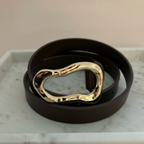 Organic Buckle PU Belt in Brown