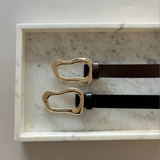Organic Buckle PU Belt in Brown