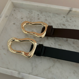 Organic Buckle PU Belt in Brown