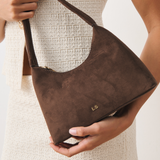 L&S Katie Shoulder Bag in Suede Brown