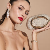 Celina Crystal Statement Clutch Bag in Gold