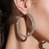 Eternity Sterling Silver Twisted Hoop Earrings