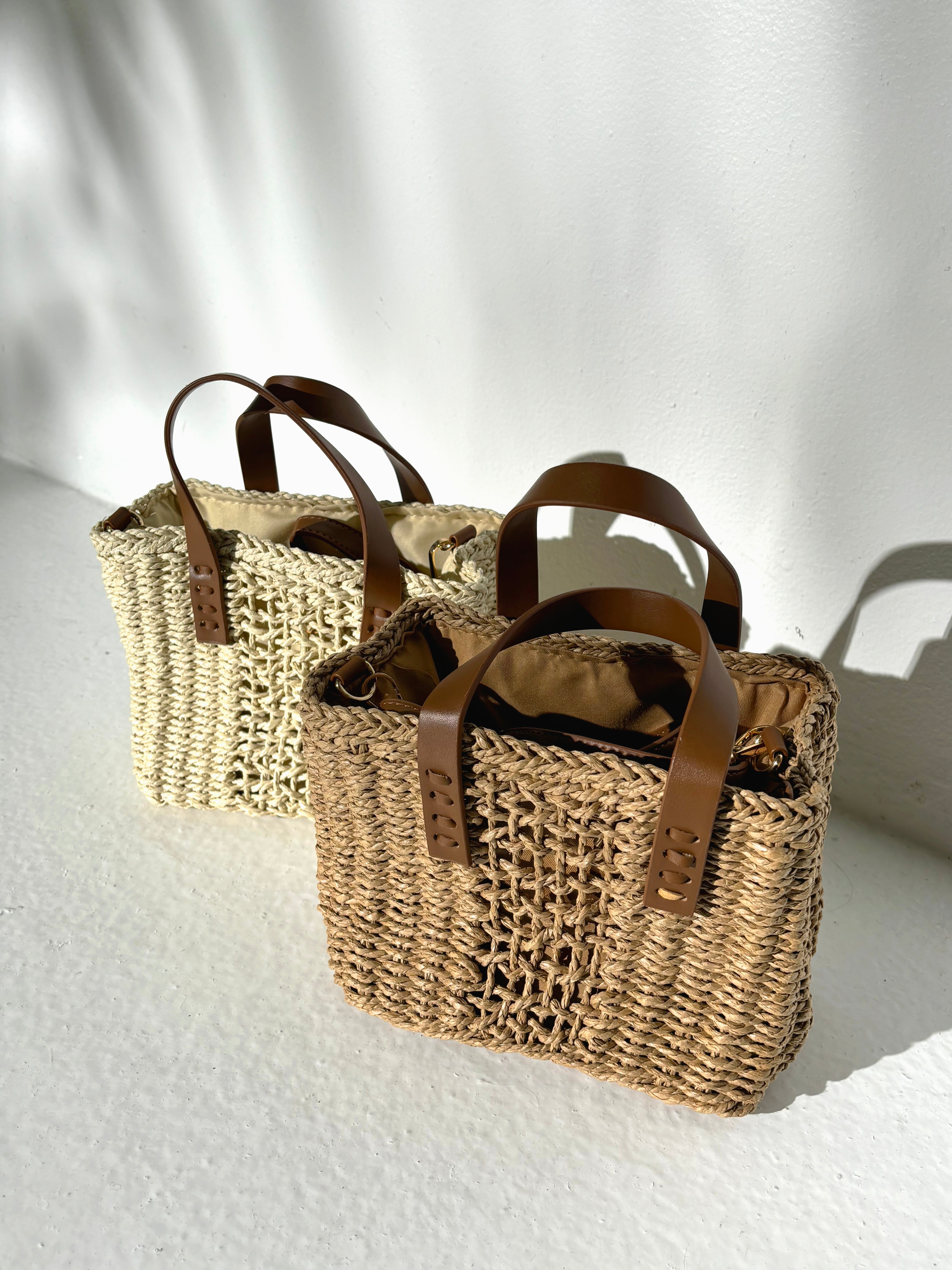 Piccolo Petit Straw Bag in Tan