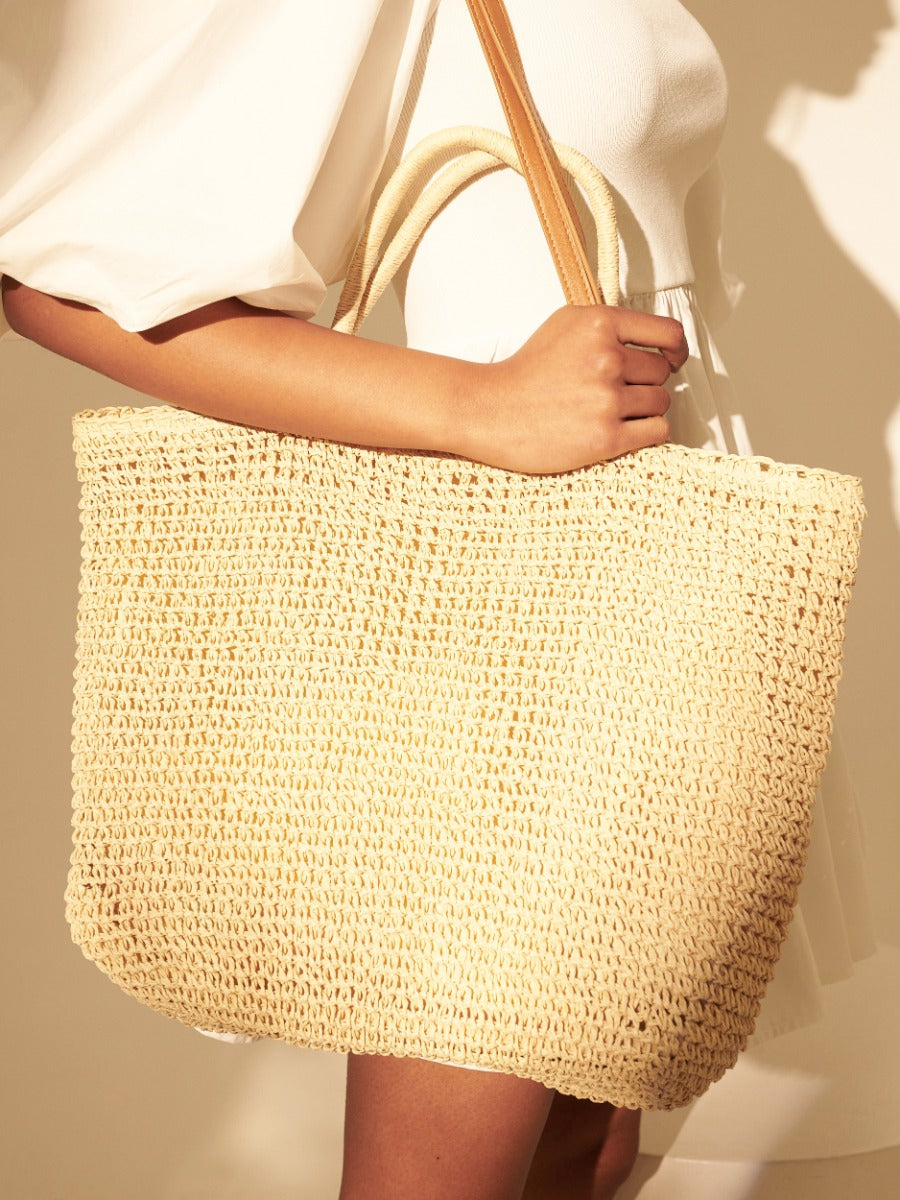 Tiffany Square Straw Summer Tote Bag