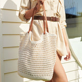 [Euro Summer] Cotton Crochet Summer Tote Bag in Beige