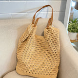 [Euro Summer] Cotton Crochet Summer Tote Bag in Tan