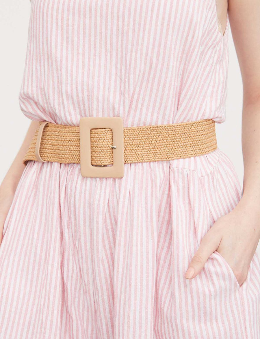 Amrita Leather Buckle Straw Belt