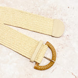 Archer Rattan Buckle Belt in Beige