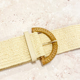 Archer Rattan Buckle Belt in Beige