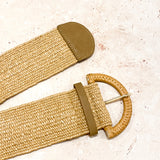 Archer Rattan Buckle Belt in Beige