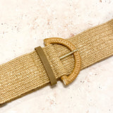 Archer Rattan Buckle Belt in Beige