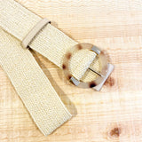 Acrylic Round Buckle Straw Belt in Beige